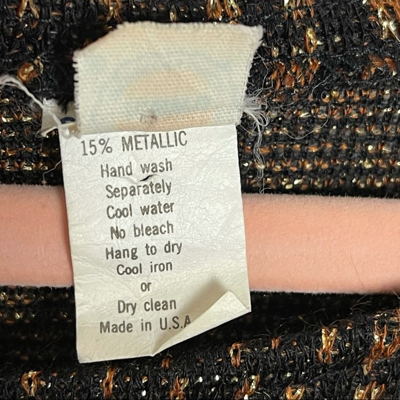 Vintage ILGWU metallic thread animal print top blouse padded shoulders oversized - Picture 4 of 7